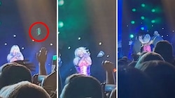 Die Sängerin Bebe Rexha wird bei einem Konzert in New York von einem Handy am Kopf getroffen. (Bild: Glomex)