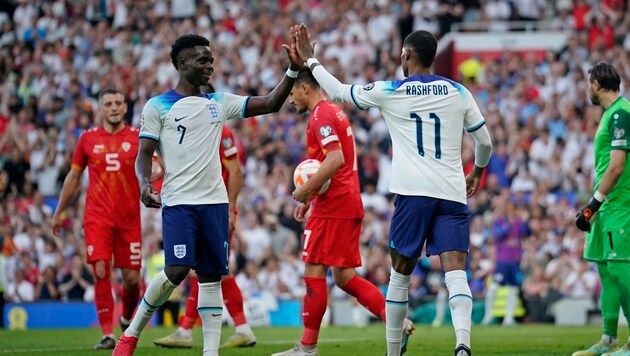Bukayo Saka traf dreimal für England. (Bild: Copyright 2023 The Associated Press. All rights reserved)