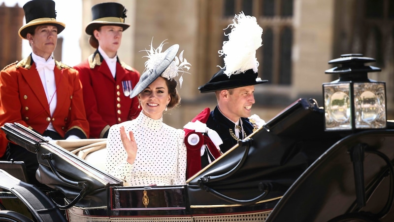 Prinzessin Kate mit Prinz William beim Garter-Day (Bild: APA/Henry Nicholls/Pool Photo via AP)