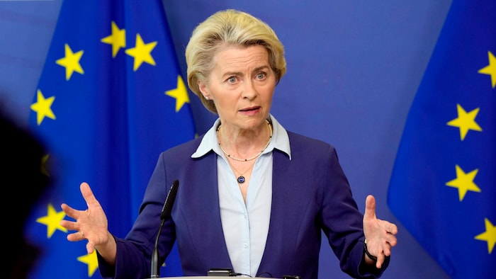 EU-Kommissionspräsidentin Ursula von der Leyen bei der Pressekonferenz
