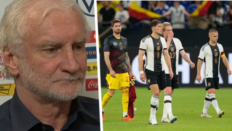 Rudi Völler geht mit den DFB-Stars hart ins Gericht. (Bild: AP, RTL)