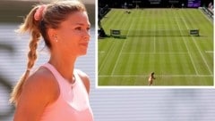 Camila Giorgi sorgte mit ihrer Aktion in Birmingham für Aufregung. (Bild: APA/AFP/Thomas SAMSON, twitter.com/Svitoflopina)