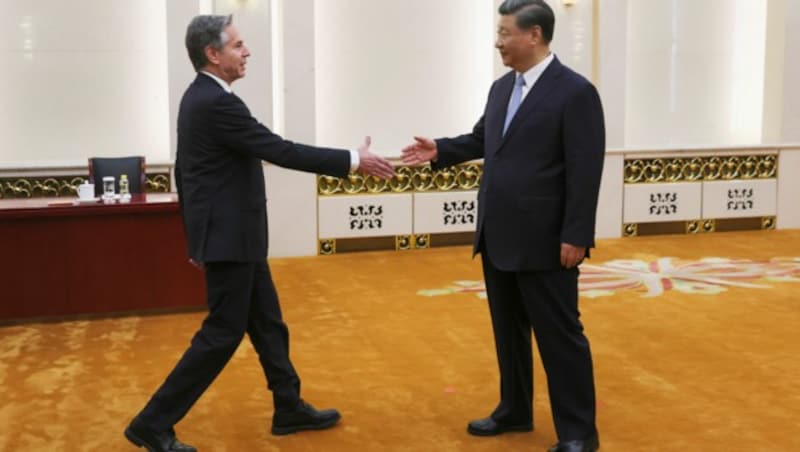 Außenminister Blinken traf das chinesische Staatsoberhaupt am Montag in Peking. (Bild: ASSOCIATED PRESS)