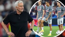 Jose Mourinho (li.) angelt nach Salzburgs-Stürmer Noah Okafor (2. von re.). (Bild: AP, GEPA)