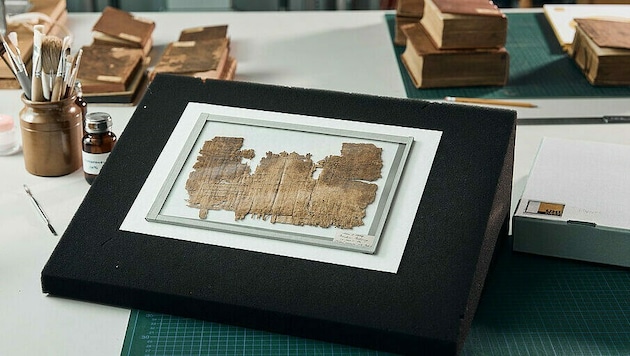 Das nur etwa 15 x 25 cm große Papyrusfragment befindet sich seit dem Jahr 1904 an der Universität Graz. (Bild: Uni Graz/Kernasenko )