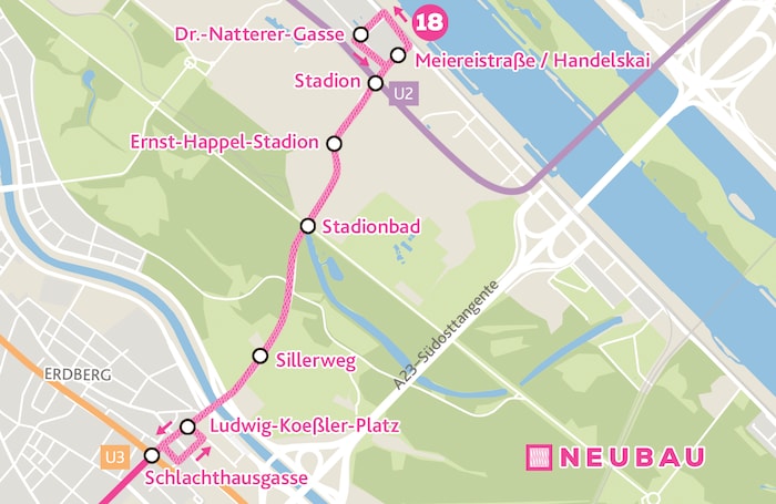 Die neue Strecke durch den Prater