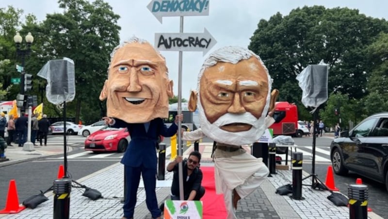 Protest gegen den Besuch von Indiens Premier Modi vor dem Weißen Haus. (Bild: AFP)