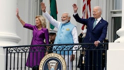 Die First Lady und der US-Präsident empfingen Indiens Premierminister Narenda Modi. (Bild: AP)