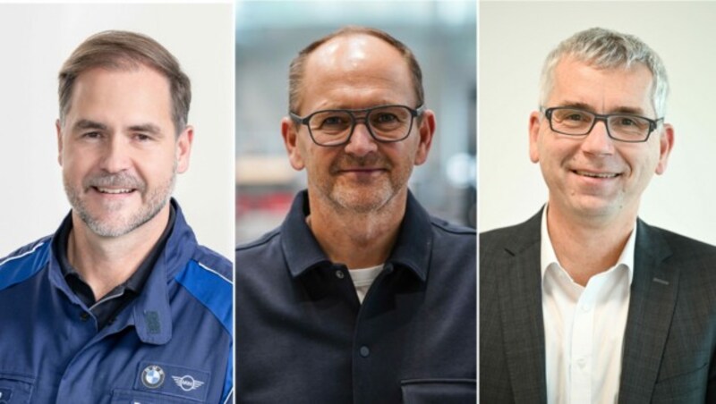 BMW Steyr - hier Werksleiter Klaus von Moltke (l.) - hat noch keinen Betriebskindergarten. Bei Andreas Fill und TGW-Chef Harald Schröpf (r.) gibt’s längst Angebote. (Bild: BMW Group Werk Steyr, Markus Wenzel (2))