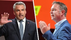 Die Parteichefs von ÖVP und SPÖ haben konträre Vorstellungen. (Bild: APA/ROLAND SCHLAGER, APA/HELMUT FOHRINGER, Krone KREATIV)