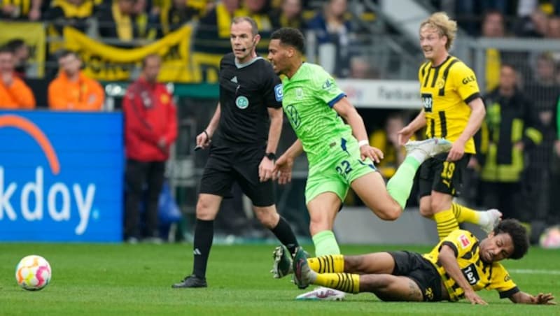 Felix Nmecha im Liga-Duell gegen Dortmund. (Bild: AP Photo/Martin Meissner)