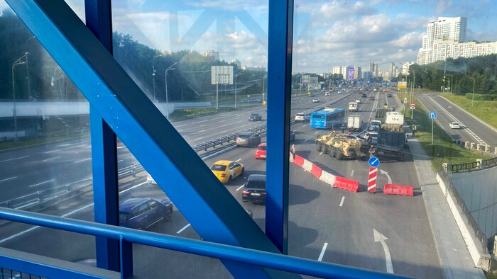 Straßensperre in Moskau