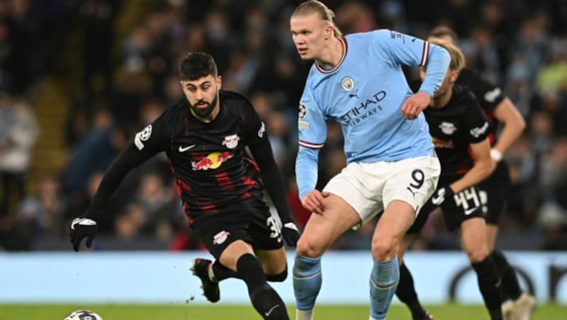 Bald Teamkollegen? Josko Gvardiol (l.) und Erling Haaland (r.) (Bild: APA/AFP/Paul ELLIS)