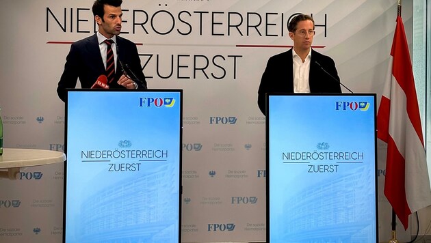 Landbauer und Teufel zogen nach 95 Tagen im Amt nun gemeinsam eine erste Bilanz. (Bild: FPNÖ)