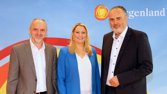 Bildungsdirektor Heinz Josef Zitz, Landesrätin Daniela Winkler und Landeshauptmann Hans Peter Doskozil.