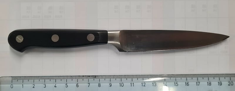 Der Mann hatte die Mutter mit diesem Messer bedroht und anschließend das Fahrzeug zerkratzt. (Bild: LPD Wien)