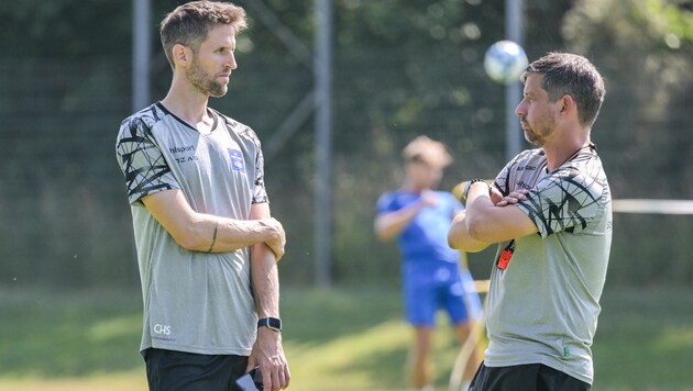 Sportdirektor Christoph Schösswendter (li.) und Trainer Gerald Scheiblehner (Bild: GEPA pictures)