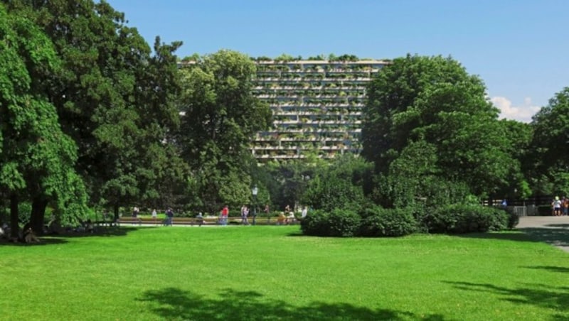 In der nunmehrigen Variante der Pläne wurde dem neuen Baukörper eine Fassadenbegrünung vergönnt. (Bild: Wertinvest)