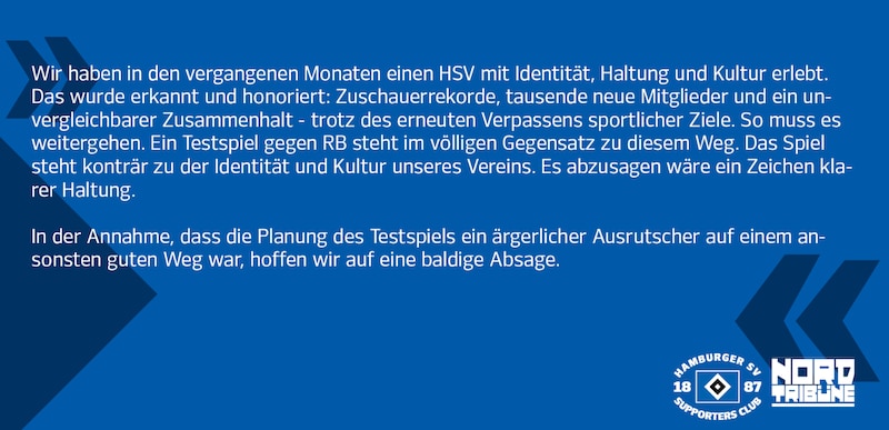 Man hoffe auf eine baldige Absage, heißt es. (Bild: Twitter/HSV Supporters Club)