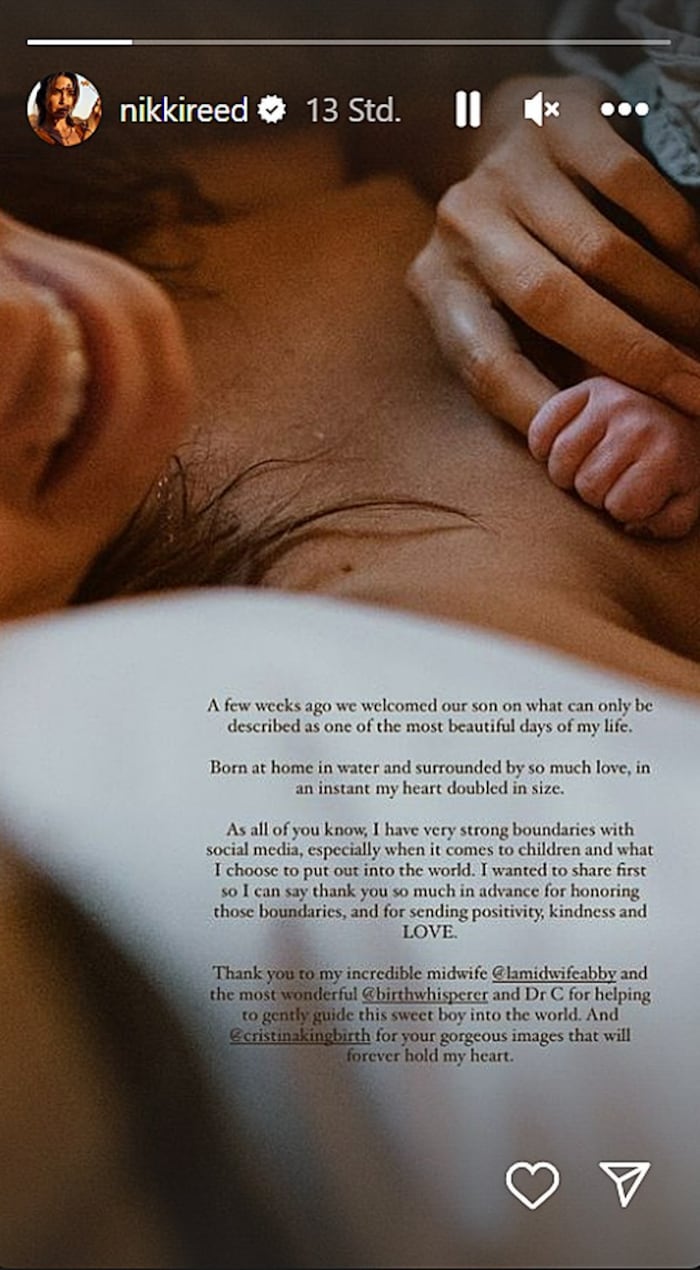 Nikki Reed machte in ihrer Instagram-Story die Geburt ihres Sohnes öffentlich.