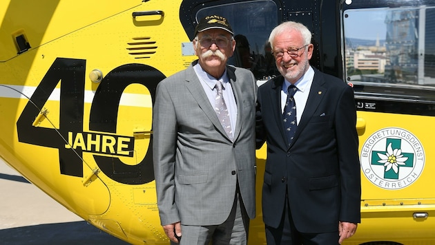 Zwei Pioniere der österreichischen Flugrettung: Gilbert Habringer (li.) und Dr. Walter Phleps. (Bild: Huber Patrick)