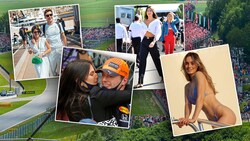 George Russell mit Carmen Montero, Max Verstappen und Freundin Kelly Piquet, Kelly Piquet und Elena Berri (v.l.n.r.) (Bild: GEPA pictures, zVg)