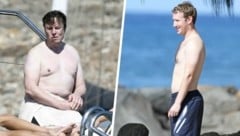 Austrainiert sieht anders aus: Zuckerberg hat zumindest Kampfsporterfahrung, Musk (links beim Urlaub 2022 auf Mykonos) nahm inzwischen etliche Kilos ab. (Bild: www.photopress.at, Splash News)