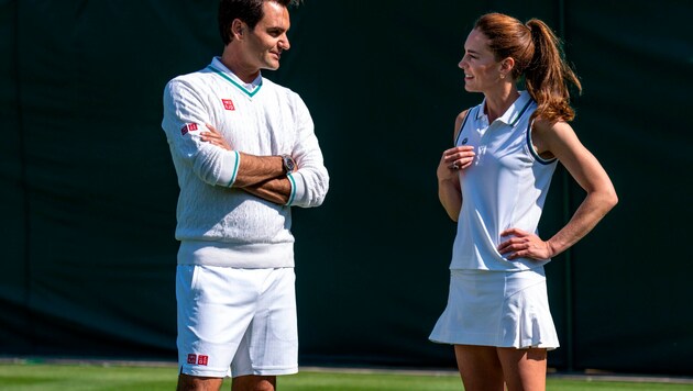Prinzessin Kate überstrahlt Roger Federer mit dem Tennis-Look auf und abseits vom Platz! (Bild: AELTC / Camera Press / picturedesk.com, Krone KREATIV)