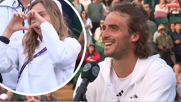 Tsitsipas gratuliert Badosa - daraufhin gibt’s ein Herz. (Bild: twitter.com/Wimbledon)