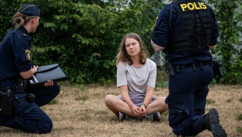 Dieser Protest in Malmö brachte Greta Thunberg vor Gericht. (Bild: AP/TT/Johan Nilsson)