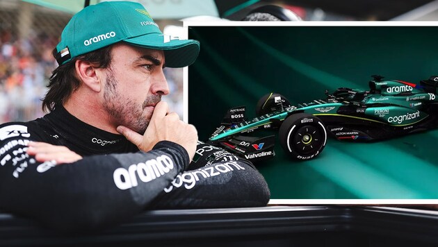 Fernando Alonso geht mit einer Sonderlackierung in Silverstone an den Start. (Bild: GEPA, twitter.com/AstonMartinF1)