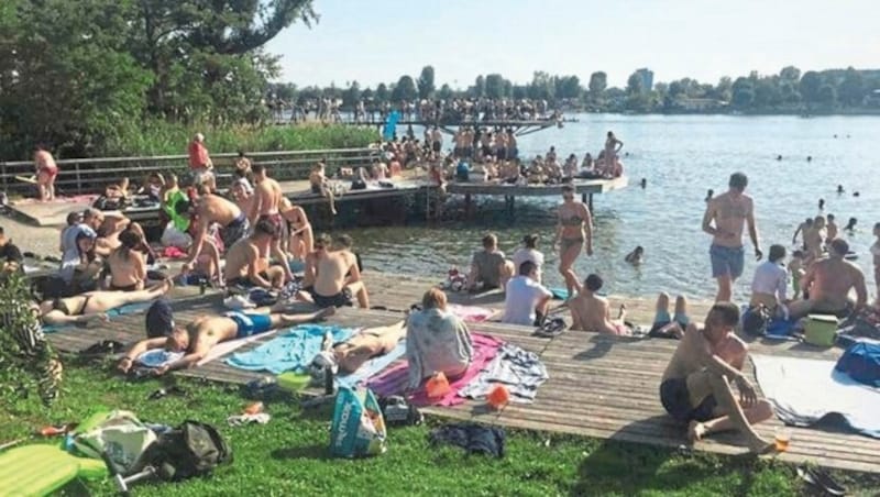 Die Badestege auf der Alter Donau sind an heißen Tagen überfüllt. (Bild: zVg)