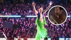 Harry Styles im Grinch-Outfit wurde in Wien von einem Wurfgeschoss getroffen! (Bild: zVg, Krone KREATIV)