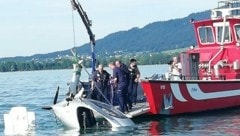 Das Fluggerät wurde aus 35 Meter Tiefe geborgen. (Bild: Wasserrettung Vorarlberg)