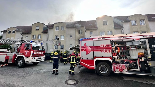 Das Wohnhaus in Pöchlarn wurde beim Brand evakuiert (Bild: DOKU-NÖ Thomas Wagner)