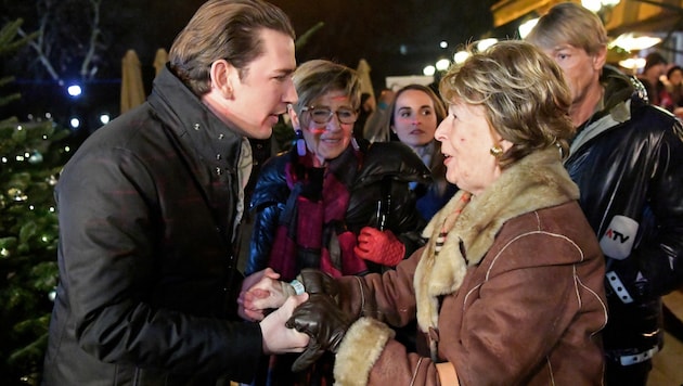 Marilies Flemming mit Ex-ÖVP-Chef Sebastian Kurz (Bild: APA/HANS KLAUS TECHT)