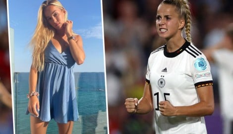 Die deutsche Fußball-Teamkapitänin Giulia Gwinn, die bei Bayern München spielt, schrieb ein bemerkenswertes Buch. (Bild: AFP, instagram, krone.at-grafik)