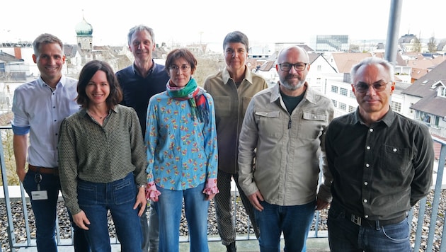 Markus Preißinger, Pia Blessing, Markus Zipf, Daniela Hohenwallner-Ries, Sabine Erber, Christian Vögel und Christoph Drexel bilden den Klimabeirat. (Bild: Stadt Bregenz)