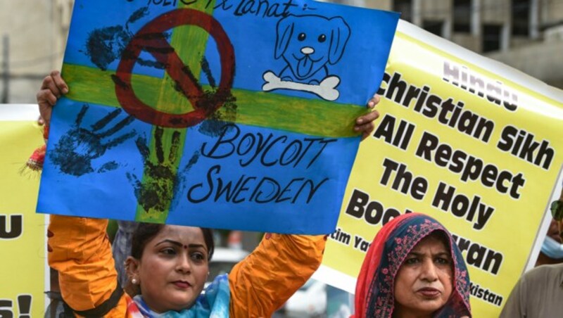 In muslimischen Ländern wie Pakistan hatte die Koran-Verbrennung in Schweden zu Protesten geführt. (Bild: AFP)