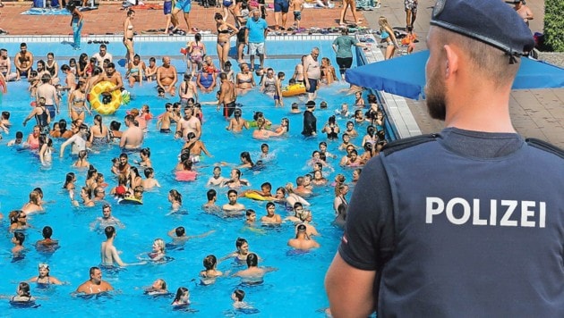 In städtischen Bädern gehen Wiens Polizisten kostenlos baden. Das hat einen guten Grund. (Bild: Tomschi Peter, Krone KREATIV)