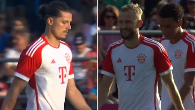 Marcel Sabitzer (li.) und Konrad Laimer trafen im ersten Testspiel für die Bayern. (Bild: youtube.com/FC Bayern München)