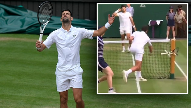 Novak Djokovic verlor gegen Carlos Alcaraz kurzzeitig die Nerven. (Bild: AP Photo/Alastair Grant, Twitter/Tiempodetenis1)