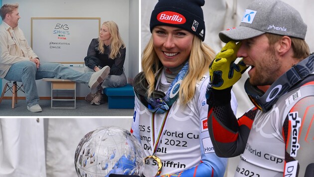 Mikaela Shiffrin und Aleksander Aamodt Kilde standen Rede und Antwort. (Bild: APA/AFP/NICOLAS TUCAT, instagram.com/mikaelashiffrin)