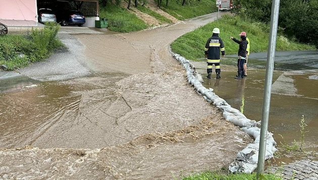 Mit Überschwemmungen hatten Kärntens Feuerwehren am Donnerstag zu kämpfen. (Bild: FF Klein St. Paul )