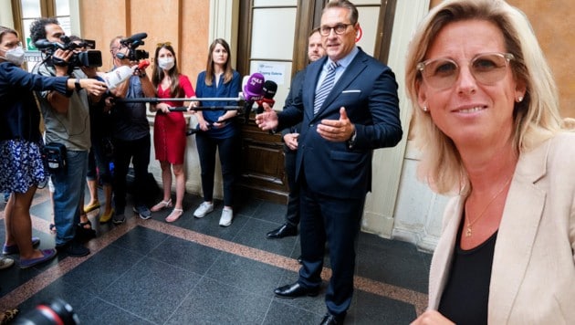 FPÖ-Politikerin Ulrike Nittmann gab zu, dass nur Straches Belege aufgehoben wurden. (Bild: APA/Georg Hochmuth, Krone KREATIV)