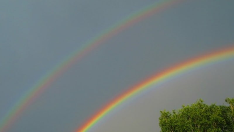 Nach dem heftigen Gewitter konnte Georg Wastl in Villach einen doppelten Regenbogen bestaunen. (Bild: Georg Wastl)