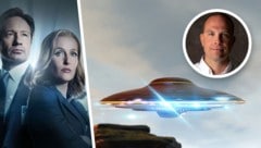 Am Mittwoch spricht UFO-Zeuge David Grusch im US-Kongress. UFO-Fans hoffen wie Mulder und Scully in der legendären TV-Serie auf eine Öffnung der X-Akten. (Bild: picturedesk, privat, Krone KREATIV)