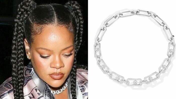 Rihanna trägt die „So Move XL Kette“ in Weißgold mit Pavé von Messika