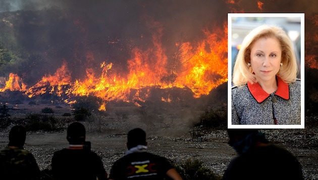 Maria Firoglani-Moschi (kl. Bild) ist seit 2018 österreichische Honorarkonsulin auf Rhodos. (Bild: AFP, BMEIA, Krone KREATIV)