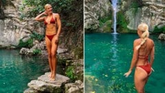 Mehrkämpferin Ivona Dadic zeigt den Fans ihre Bikini-Figur und kühlt sich am traumhaften Wasserfall ab. (Bild: facebook.com/ividadic)